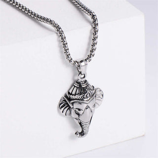 Buddha Gift Ganesh Ganpati Elephant Titanium Steel Protection Pendant Necklace