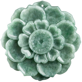 Buddha Gift Lotus Pattern Jade Luck Prosperity Necklace Pendant