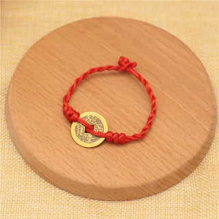 Buddha Gift Copper Coin Fortune Red String Weave Bracelet