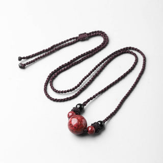 Buddha Gift Natural Cinnabar Stones Bead Blessing Necklace Pendant