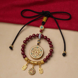 Buddha Gift Natural Cinnabar Wish Ruyi Peace Blessing Car Hanging Decoration