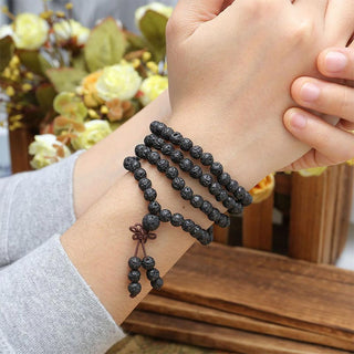 Buddha Gift Natural Lava Rock 108 Beads Protection Bracelet