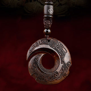 Buddha Gift Small Leaf Red Sandalwood Ebony Wood One's Luck Improves Design Patern Protection Necklace Pendant