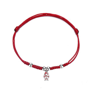 Buddha Gift 925 Sterling Silver Luck Koi Fish Wealth Handcrafted Braided Red Bracelet