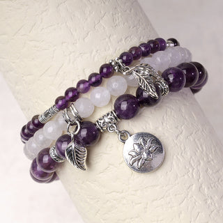 Buddha Gift 3PCS Natural Quartz Crystal Beaded Healing Energy Lotus Bracelet