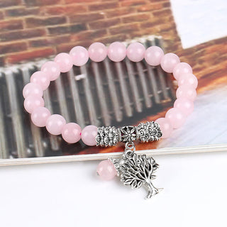 Buddha Gift Natural Gemstone Tree of Life Lucky Charm Stretch Bracelet
