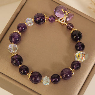 Buddha Gift Natural Amethyst Crystal Money Bag Charm Positive Bracelet