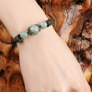 Buddha Gift Handmade Green Rope Luck Jade Bead Prosperity Bracelet