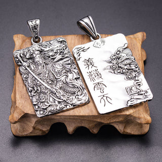 Buddha Gift Guan Gong Dragon Auspicious Clouds Wealth Necklace Pendant