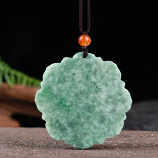 Buddha Gift Lotus Pattern Jade Luck Prosperity Necklace Pendant