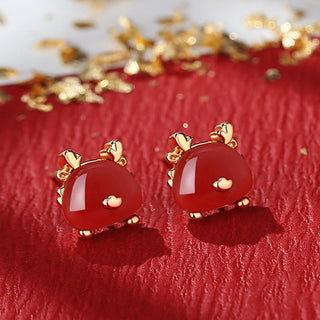 Buddha Gift 925 Sterling Silver Year of the Dragon Natural Hetian Jade Red Agate Cute Dragon Protection Success Bracelet Necklace Pendant Earrings