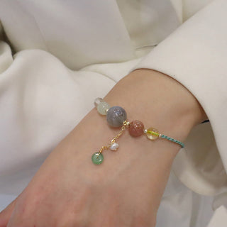 Buddha Gift Moonstone Sunstone Beads Peace Buckle Charm Healing Bracelet