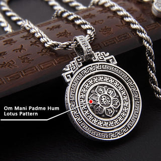 Buddha Gift Tibetan Om Mani Padme Hum Double Dorje Vajra Rotatable Purity Peace Necklace Pendant