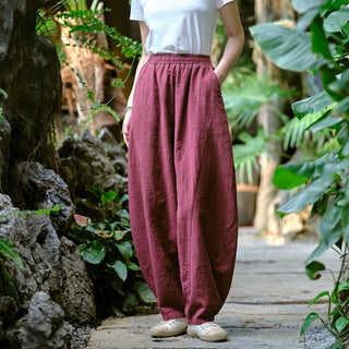 Buddha Gift Solid Color Loose Yoga Harem Pants With Pockets
