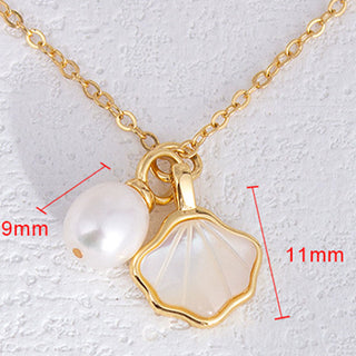 Buddha Gift Ginkgo Tridacna Stone Pearl Bead Copper Blessing Necklace Pendant Ring Earrings Set