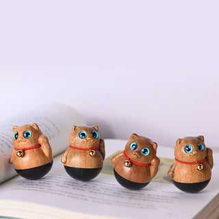 Buddha Gift Mini Lucky Cat Kitten Phoebe Zhennan Wood Blessing Decoration