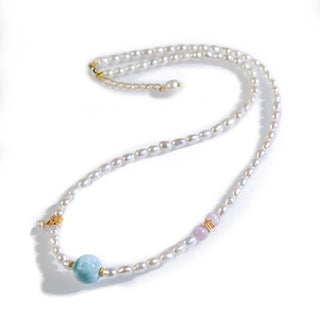 Buddha Gift 925 Sterling Silver Natural Pearl Larimar Sincerity Necklace Pendant