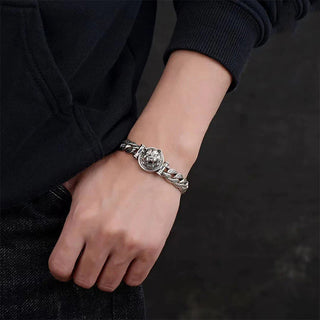 Buddha Gift Tiger Tang Dynasty Flower Design Engraved Luck Energy Bracelet