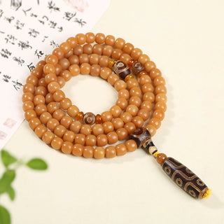 Buddha Gift Natural Bodhi Seed Lotus Dzi Bead Peace Harmony Charm Bracelet