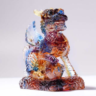Buddha Gift Feng Shui Kirin Handmade Liuli Crystal Art Piece Fortune Home Office Decoration