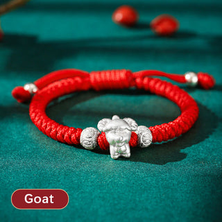 Buddha Gift 999 Sterling Silver Chinese Zodiac Red Rope Luck Handcrafted Kids Bracelet