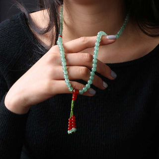 Buddha Gift 108 Beads Green Aventurine Red Agate Luck Mala Bracelet