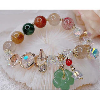 Buddha Gift Colorful Gemstone Green Aventurine Flower Bead Luck Bracelet