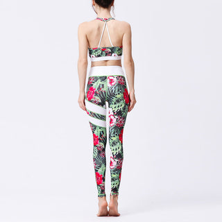 Buddha Gift 2Pcs Sunflower Flowers Leaves Print Top Pants Sports Fitness Yoga Women's Yoga Sets
