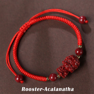 Buddha Gift Chinese Zodiac Natal Buddha Cinnabar Amulet Blessing String Bracelet