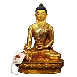 Buddha Gift Buddha Shakyamuni Medicine Buddha Compassion Copper Gold Plated Statue Decoration