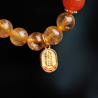 Buddha Gift Citrine Red Agate Fortune Charm Bracelet