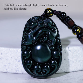 Buddha Gift Tibetan Positive Rainbow Obsidian PiXiu Necklace