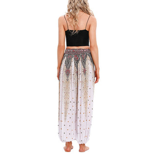 Buddha Gift Peacock Feather Pattern Loose Harem Trousers Women's Yoga Pants