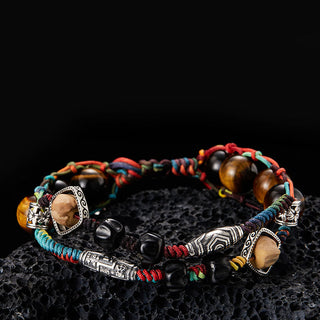 Buddha Gift 925 Sterling Silver Tiger's Eye Bodhi Seed Handmade Courage Bracelet