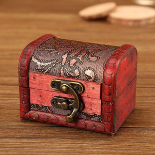 Buddha Gift Retro Small Wood Jewelry Box Lotus Golden Grape Copper Coin Daffodil Grass Flower Jewelry Storage Box