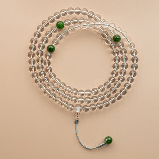 Buddha Gift 108 Beads White Crystal Jade Meditation Bracelet Mala