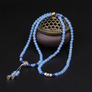 Buddha Gift 108 Beads Blue Crystal Healing Bracelet Mala