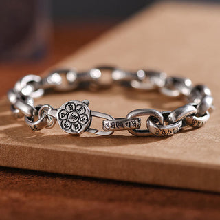 Buddha Gift 925 Sterling Silver Six True Words Wisdom Calm Bracelet