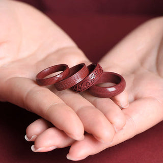 Buddha Gift Cinnabar Om Mani Padme Hum Auspicious Clouds Blessing Ring