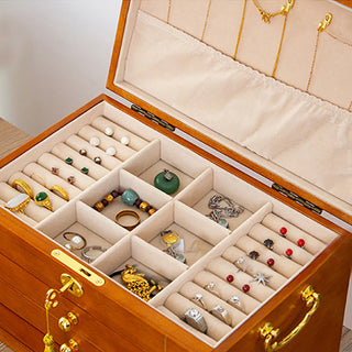 Buddha Gift Retro Solid Wood Jewelry Box Four-Layer Wooden Jewelry Storage Box