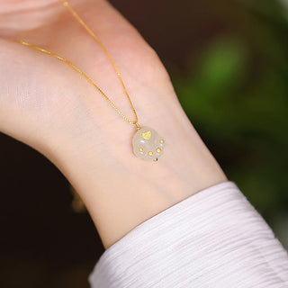 Buddha Gift 925 Sterling Silver Natural Hetian Jade Cyan Jade Luck Laughing Buddha Butterfly Necklace Pendant