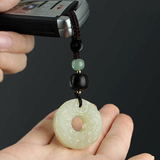 Buddha Gift PiXiu Jade Peace Buckle Abundance Wealth Key Chain