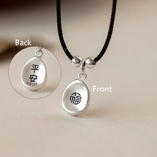 Buddha Gift 999 Sterling Silver Peace And Joy Fu Character Luck Fortune 925 Sterling Silver Chain Necklace Pendant