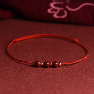 Buddha Gift Natural Lucky Cinnabar Bead Blessing String Bracelet Anklet