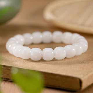Buddha Gift Hetian White Jade Happiness Blessing Bracelet