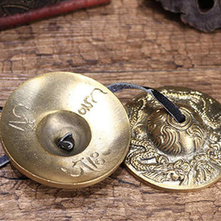 Buddha Gift Tibetan Tingsha Bell Six True Words Dragon Copper Balance Decoration With Bag