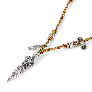 Buddha Gift Tibetan Handmade 925 Sterling Silver Dorje Vajra Om Mani Padme Hum Feather Strength Necklace Pendant
