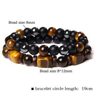Buddha Gift Tiger Eye Frosted Stone Hematite Courage Bracelet
