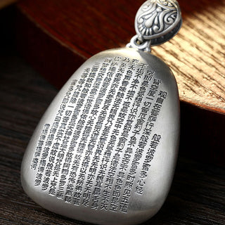 Buddha Gift 999 Sterling Silver Chinese Zodiac Natal Buddha Heart Sutra Engraved Protection Necklace Pendant