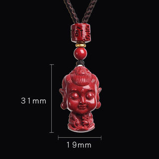 Buddha Gift Chinese Zodiac Natal Buddha Natural Cinnabar Amulet Keep Away Evil Spirits Necklace Pendant